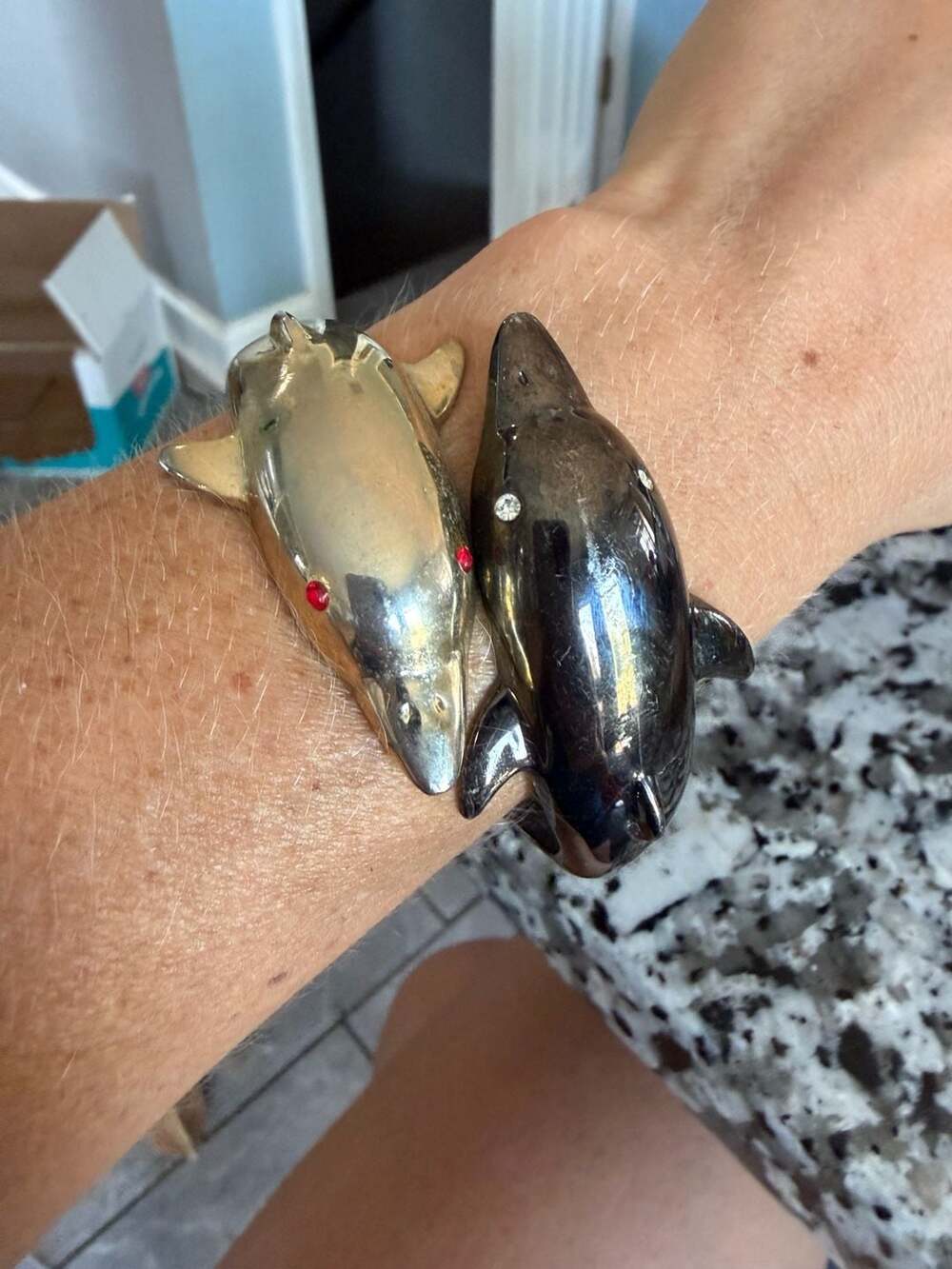 Two Tone Dolphin Clamper Bracelet